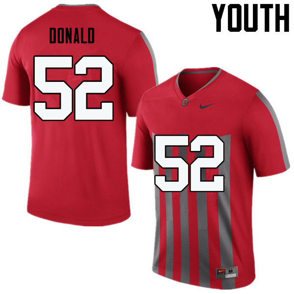 Youth Ohio State Buckeyes #52 Noah Donald College Football Jerseys Game-Throwback